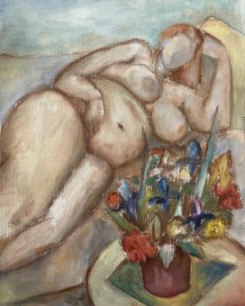 Nude with flowers